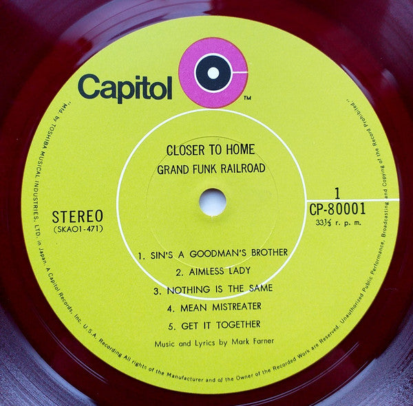 Grand Funk Railroad - Closer To Home (Vinyl, LP, Album, Stereo) Very Good (VG) / Good Plus (G+)