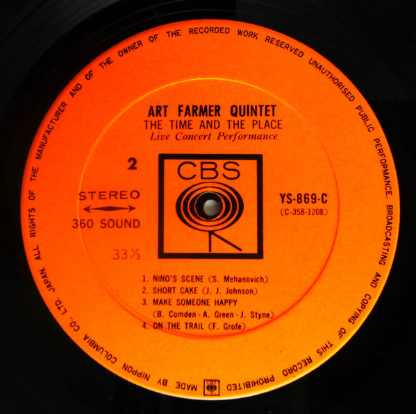 Art Farmer Quintet - The Time And The Place (Vinyl, LP, Album, Stereo) Very Good (VG) / Very Good (VG)
