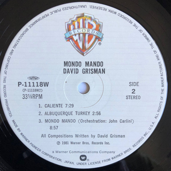 David Grisman - Mondo Mando (Vinyl, LP, Album) Very Good Plus (VG+) / Near Mint (NM or M-)