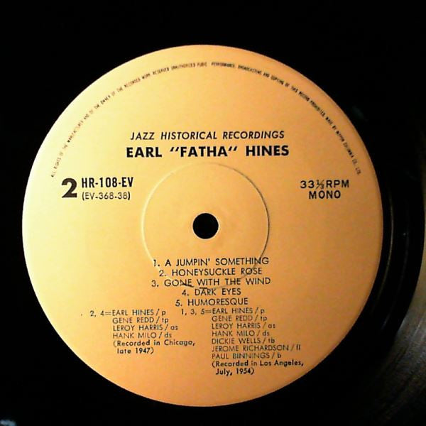 Earl Hines - Earl "Fatha" Hines (Vinyl, LP, Mono) Very Good Plus (VG+) / Very Good Plus (VG+)