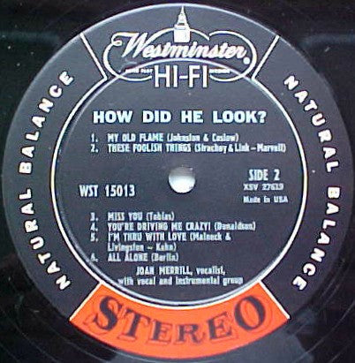 Joan Merrill - How Did He Look? (Vinyl, LP, Album, Stereo) Very Good Plus (VG+) / Very Good Plus (VG+)