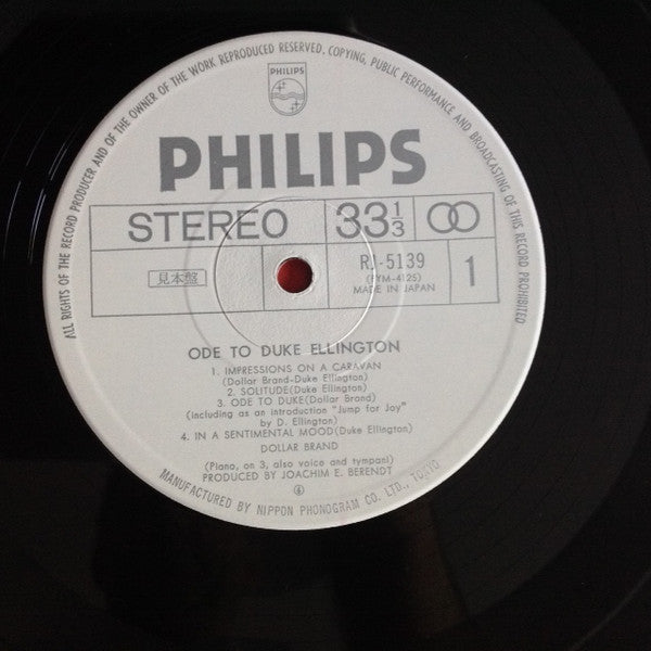 Dollar Brand - Ode To Duke Ellington (Vinyl, LP, Album, Promo) Very Good (VG) / Good Plus (G+)