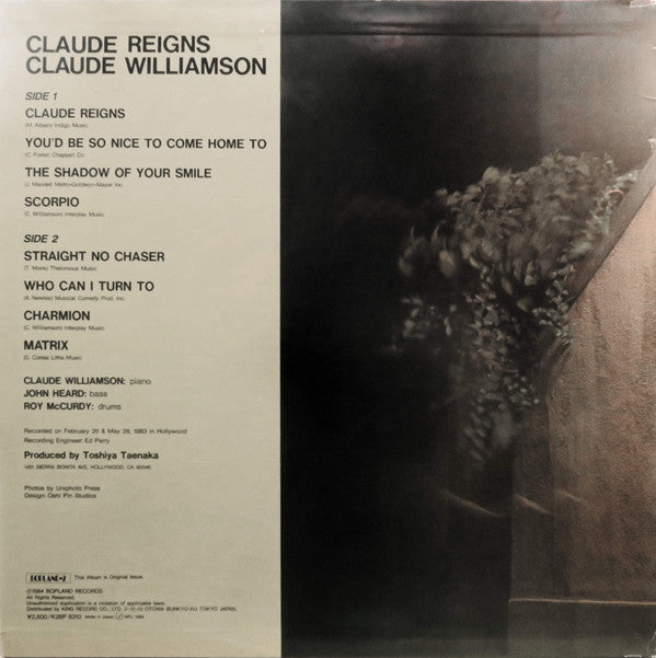 Claude Williamson - Claude Reigns (Vinyl, LP, Album) Very Good (VG) / Very Good Plus (VG+)