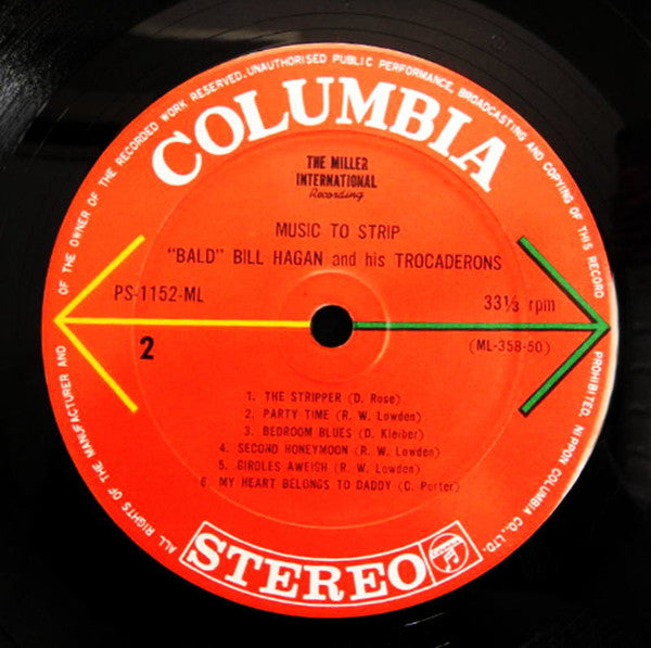 "Bald" Bill Hagan And His Trocaderons - Music To Strip By (Vinyl, LP, Album, Stereo) Very Good (VG) / Very Good (VG)