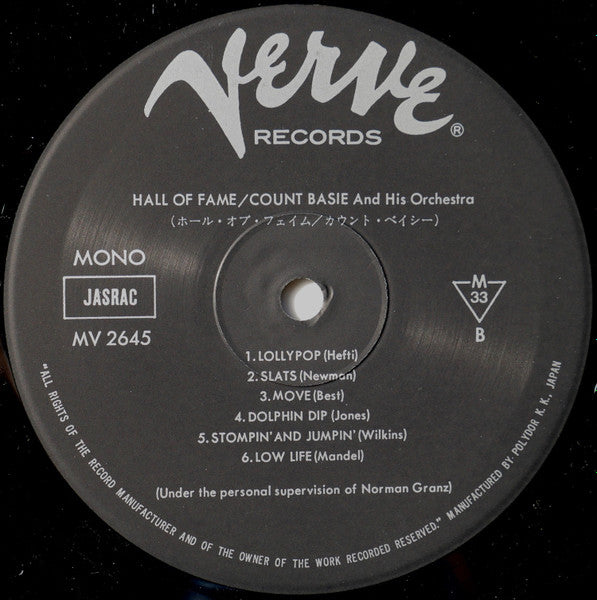 Count Basie - Hall Of Fame (Vinyl, LP, Album, Mono) Very Good Plus (VG+) / Very Good Plus (VG+)