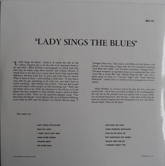 Billie Holiday - Lady Sings The Blues (Vinyl, LP, Album, Reissue, Remastered) Near Mint (NM or M-) / Very Good Plus (VG+)
