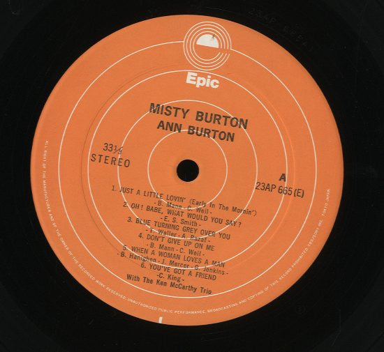 Ann Burton - Misty Burton (Vinyl, LP, Album) Very Good Plus (VG+) / Very Good Plus (VG+)