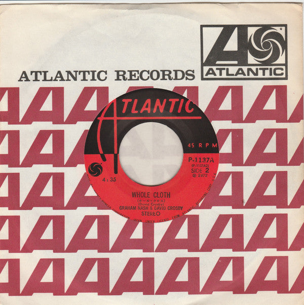 Crosby & Nash - Immigration Man = イミグレイション・マン (Vinyl, 7", 45 RPM, Single, Stereo) Very Good Plus (VG+) / Very Good Plus (VG+)