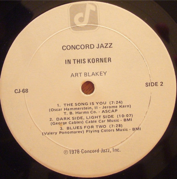 Art Blakey - In This Korner (Vinyl, LP, Album) Very Good (VG) / Very Good (VG)