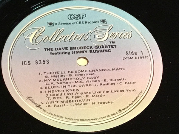 The Dave Brubeck Quartet - Brubeck & Rushing (Vinyl, LP, Album, Stereo, Reissue) Very Good (VG) / Very Good (VG)