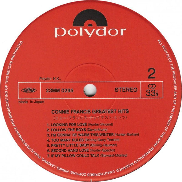 Connie Francis - Greatest Hits (Vinyl, LP, Compilation) Very Good Plus (VG+) / Very Good Plus (VG+)