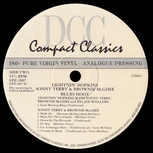 Lightnin' Hopkins - Blues Hoot Live Recording At 'The Ash Grove' (Vinyl, LP, Album, Limited Edition, Numbered, Reissue, Remastered, Stereo) Mint (M) / Mint (M)