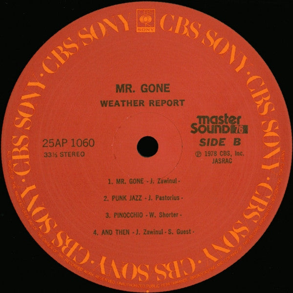 Weather Report - Mr. Gone (Vinyl, LP, Album) Very Good Plus (VG+) / Very Good Plus (VG+)