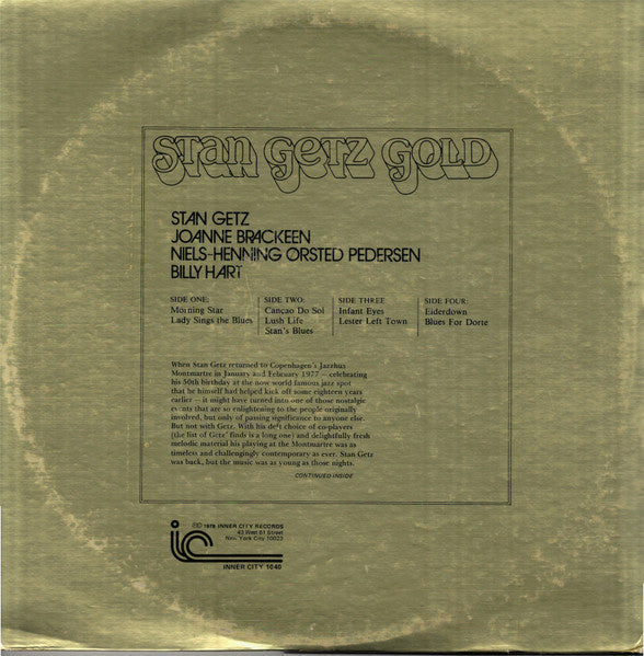 Stan Getz Quartet - Stan Getz Gold ..." Happy 50th Stan" - A Celebration, Live At Montmartre (2xVinyl, LP, Album) Very Good Plus (VG+) / Very Good (VG)