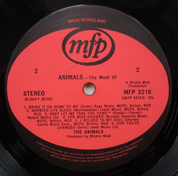 The Animals - The Most Of (Vinyl, LP, Compilation, Stereo) Very Good Plus (VG+) / Good Plus (G+)