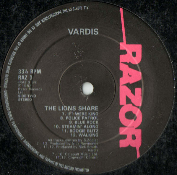 Vardis - The Lions Share (Vinyl, LP, Compilation, Stereo) Very Good Plus (VG+) / Very Good Plus (VG+)