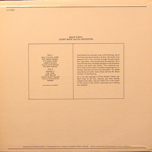 Count Basie Orchestra - Basie's Best! A Collection Of Immortal Performances (Vinyl, LP, Compilation, Reissue) Very Good Plus (VG+) / Good Plus (G+)