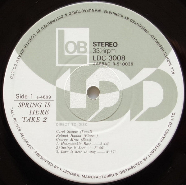Carol Sloane - Spring Is Here Take 2 (Vinyl, LP, Album, Stereo) Very Good Plus (VG+) / Very Good Plus (VG+)