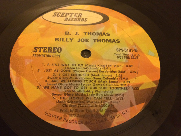 BJ Thomas - Billy Joe Thomas (Vinyl, LP, Album, Promo) Very Good (VG) / Very Good (VG)