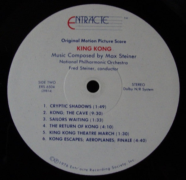 National Philharmonic Orchestra - King Kong: The Original Motion Picture Score 1933 (Vinyl, LP, Stereo) Very Good (VG) / Very Good (VG)