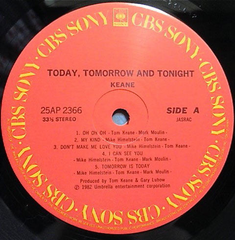 Keane Brothers - Today, Tomorrow And Tonight (Vinyl, LP, Album) Very Good Plus (VG+) / Very Good (VG)