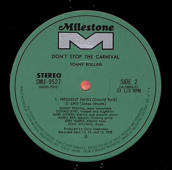 Sonny Rollins - Don't Stop The Carnival (2xVinyl, LP, Album) Good Plus (G+) / Very Good (VG)