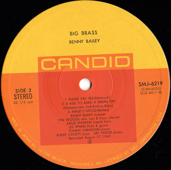 Benny Bailey - Big Brass (Vinyl, LP, Album, Reissue) Very Good Plus (VG+) / Very Good (VG)
