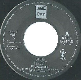 Paul McCartney - So Bad (Vinyl, 7", Single, 45 RPM) Near Mint (NM or M-) / Very Good Plus (VG+)
