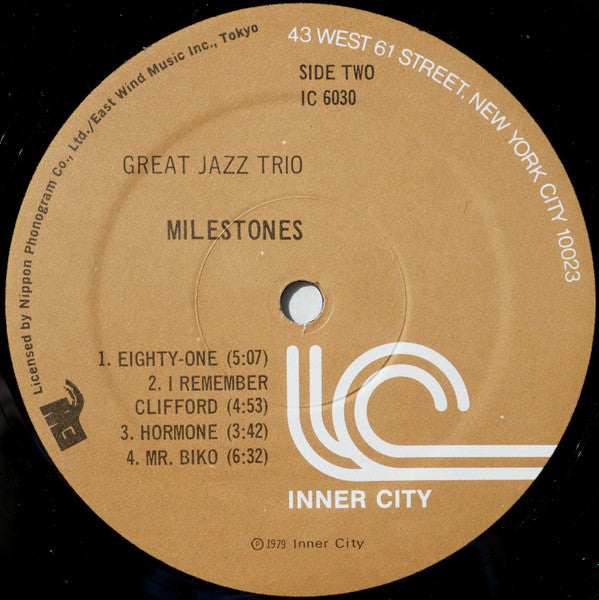 The Great Jazz Trio - Milestones (Vinyl, LP, Album, Reissue) Very Good (VG) / Good Plus (G+)