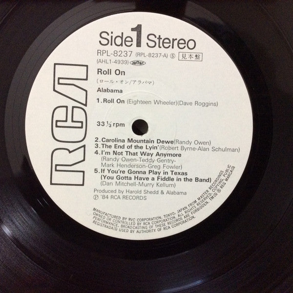 Alabama - Roll On (Vinyl, LP, Album, Promo) Very Good Plus (VG+) / Very Good (VG)