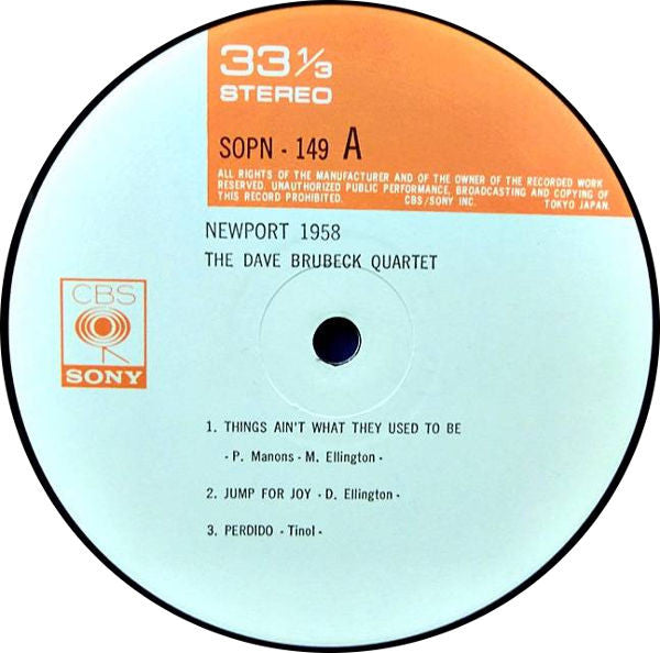 The Dave Brubeck Quartet - Newport 1958 (Vinyl, LP, Album, Stereo, Reissue, Promo) Very Good Plus (VG+) / Very Good Plus (VG+)