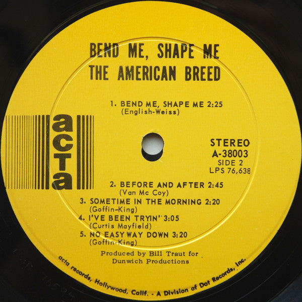 The American Breed - Bend Me, Shape Me (Vinyl, LP, Album, Stereo) Very Good (VG) / Good Plus (G+)