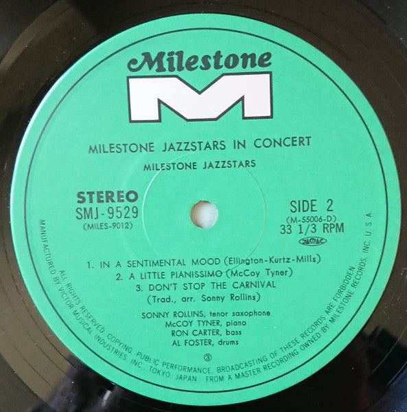 Sonny Rollins - Milestone Jazzstars In Concert (Vinyl, LP, Album)