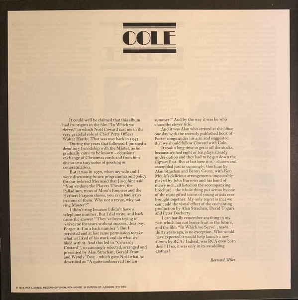Various - The Mermaid Theatre's Production Of Cole (2xVinyl, LP, Album, Stereo) Very Good Plus (VG+) / Very Good Plus (VG+)