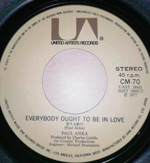 Paul Anka - Everything Is Super Now (Vinyl, 7", 45 RPM) Very Good (VG) / Very Good Plus (VG+)