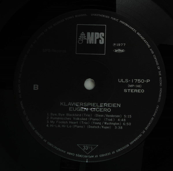 Eugen Cicero - Klavierspielereien (Vinyl, LP, Album, Limited Edition, Reissue) Very Good Plus (VG+) / Very Good Plus (VG+)