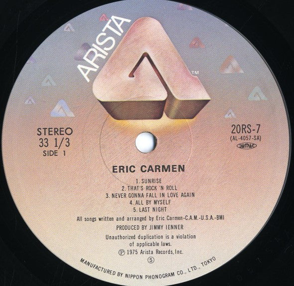 Eric Carmen - Eric Carmen (Vinyl, LP, Album, Reissue) Very Good Plus (VG+) / Very Good Plus (VG+)