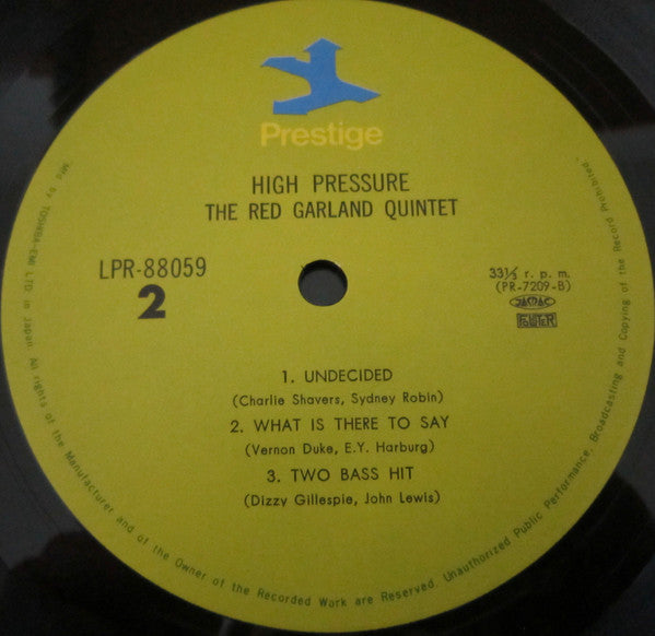 The Red Garland Quintet - High Pressure (Vinyl, LP, Album, Reissue) Very Good Plus (VG+) / Near Mint (NM or M-)