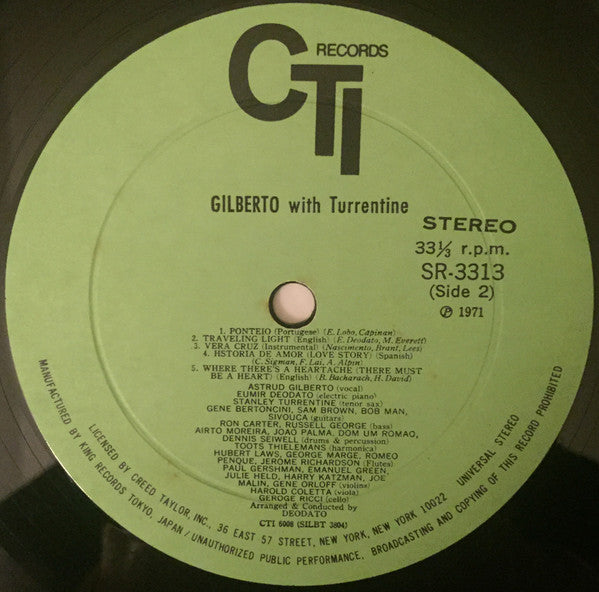 Astrud Gilberto - Gilberto With Turrentine (Vinyl, LP, Album, Stereo) Very Good Plus (VG+) / Very Good Plus (VG+)