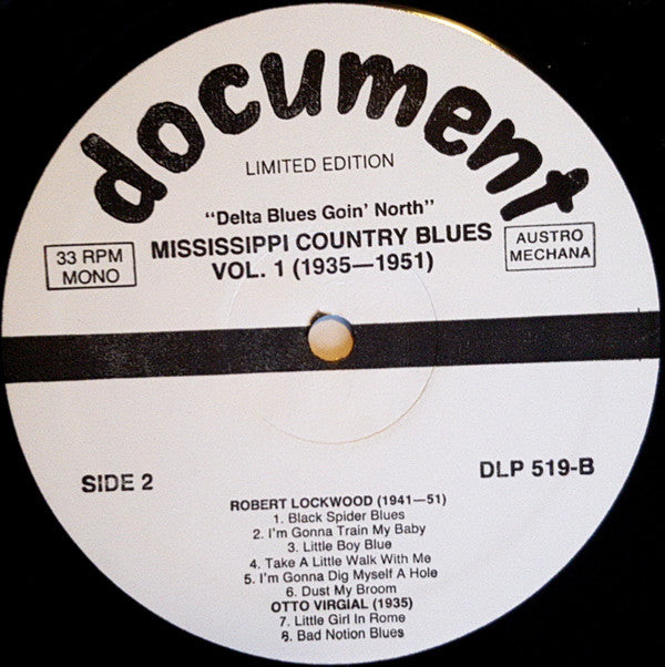 Various - "Delta Blues Goin' North" Mississippi Country Blues - Vol. 1 (1935-1951) (Vinyl, LP, Compilation, Mono, Limited Edition, Remastered) Very Good Plus (VG+) / Very Good Plus (VG+)
