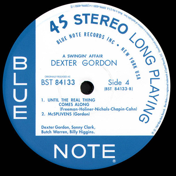 Dexter Gordon - A Swingin' Affair (2xVinyl, LP, 45 RPM, Album, Limited Edition, Numbered, Reissue, Remastered, Stereo) Very Good (VG) / Very Good Plus (VG+)