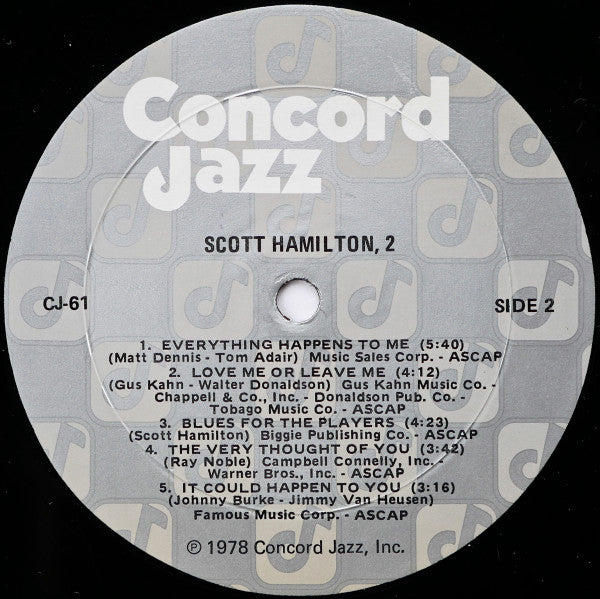 Scott Hamilton - Scott Hamilton, 2 (Vinyl, LP, Album, Reissue) Very Good (VG) / Very Good Plus (VG+)