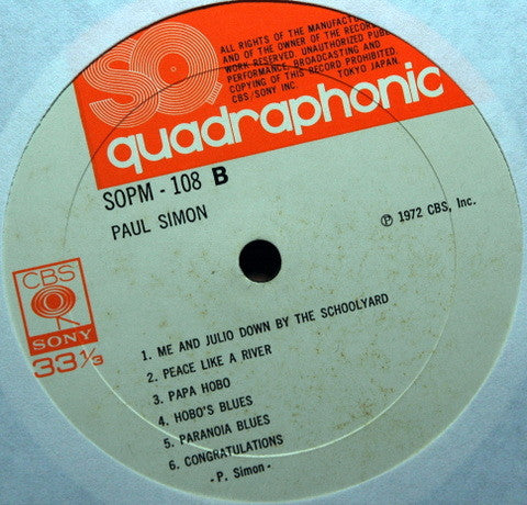 Paul Simon - Paul Simon (Vinyl, LP, Album, Reissue, Quadraphonic) Very Good Plus (VG+) / Very Good (VG)