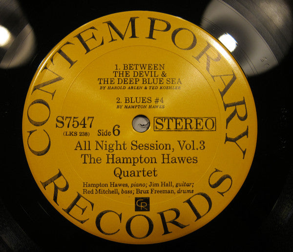 Hampton Hawes Quartet - All Night Session, Vol. 3 (Vinyl, LP, Album, Reissue, Stereo) Very Good Plus (VG+) / Very Good Plus (VG+)