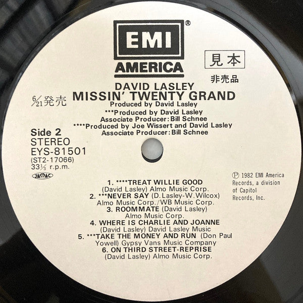 David Lasley - Missin' Twenty Grand (Vinyl, LP, Album, Promo) Very Good Plus (VG+) / Good Plus (G+)