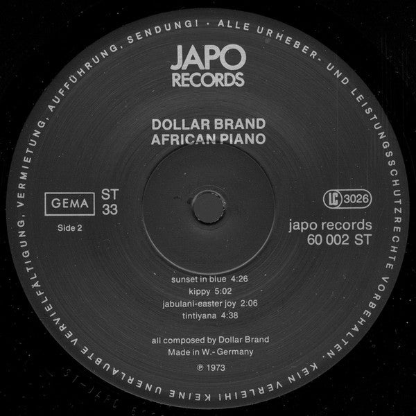 Dollar Brand - African Piano (Vinyl, LP, Album, Reissue)