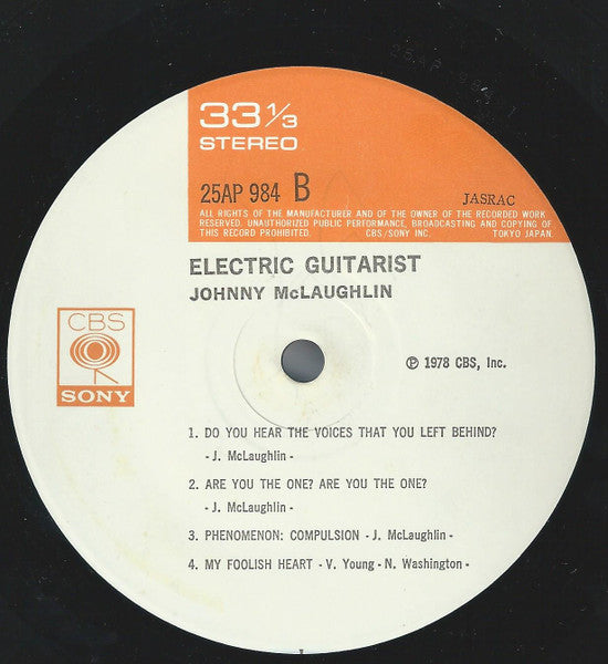 John McLaughlin - Electric Guitarist (Vinyl, LP, Album) Very Good Plus (VG+) / Very Good (VG)