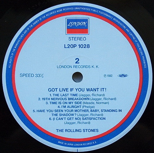 The Rolling Stones - Got Live If You Want It! (Vinyl, LP, Album, Reissue, Stereo) Very Good Plus (VG+) / Very Good (VG)