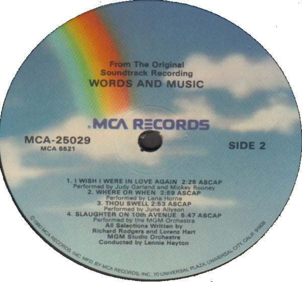 Various - Words And Music (From The Original Soundtrack Recording) (Vinyl, LP, Album, Reissue, Mono) Very Good (VG) / Very Good (VG)