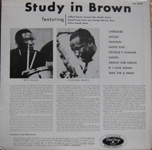 Clifford Brown And Max Roach - Study In Brown (Vinyl, LP, Album, Reissue, Mono) Very Good (VG) / Very Good (VG)